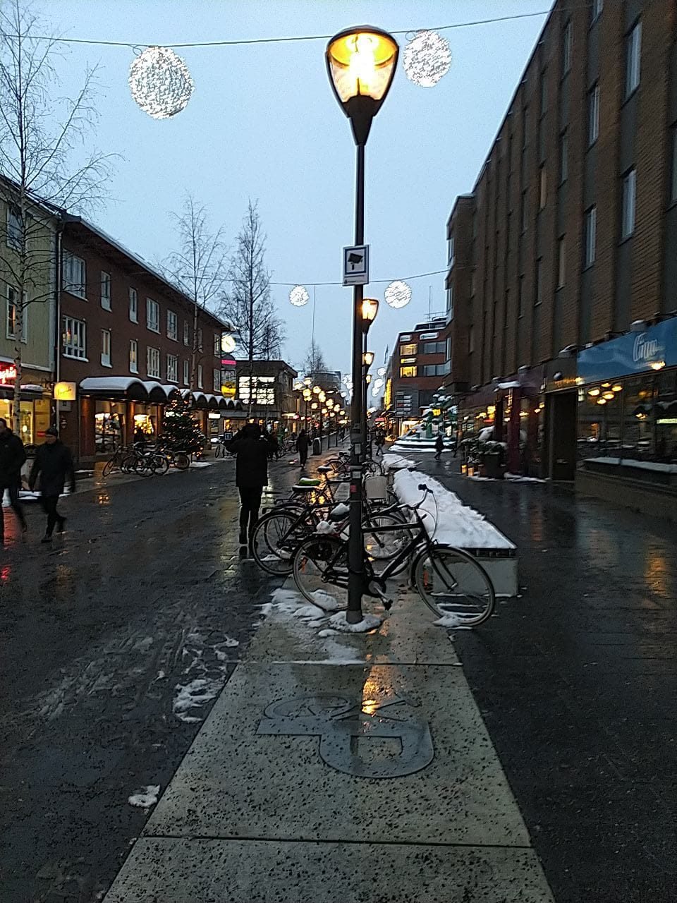 Christmas market street scene, Northern Sweden