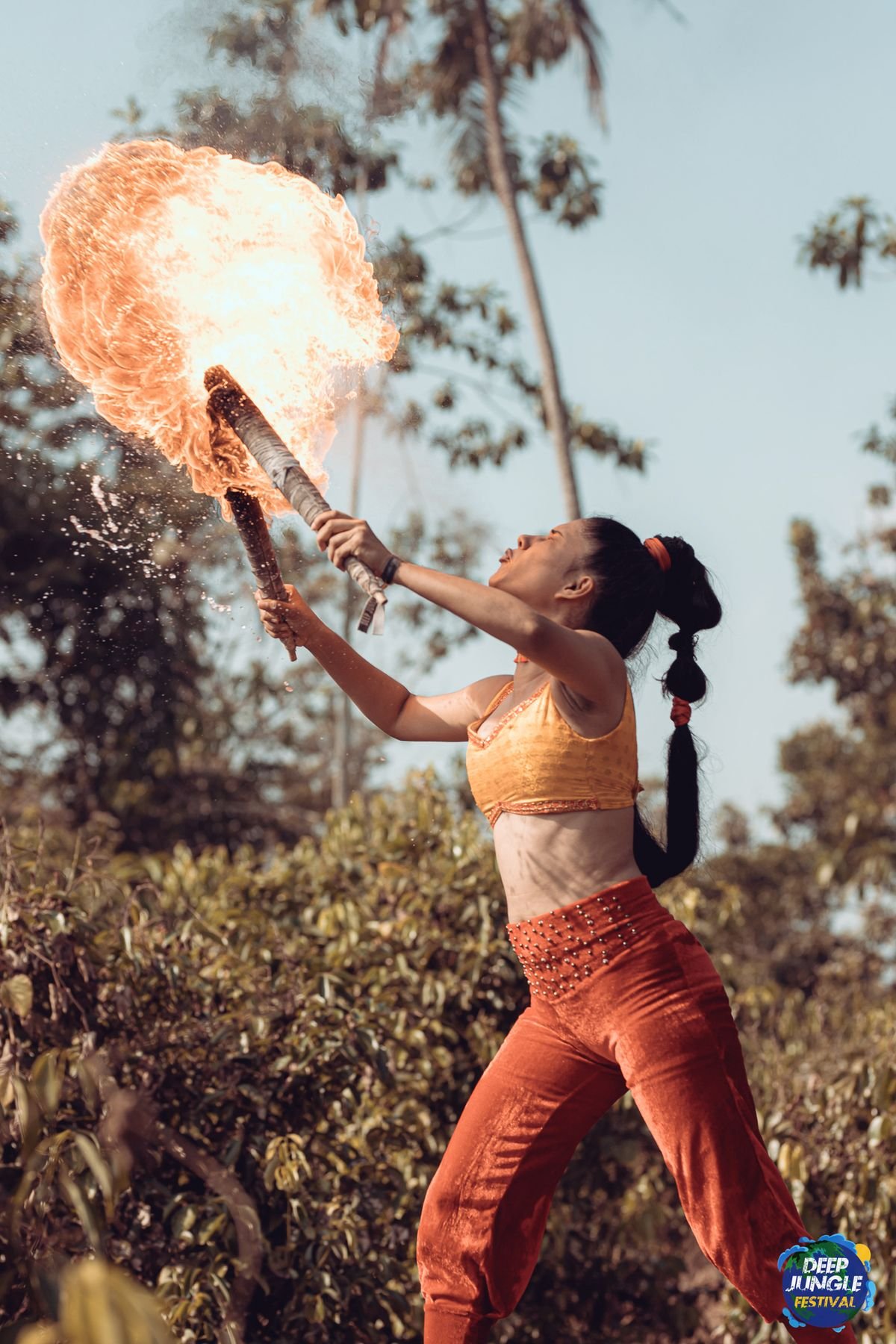 Fire performer at Deep Jungle Festival